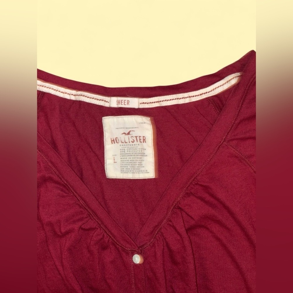 Vintage Hollister Red Button Front Peplum Top Size Large - Picture 5 of 5